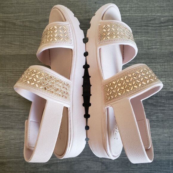 Skechers Foamies Footsteps Glam Party Rhinestone Sandals Blush Pink Sz Womens 8 - Picture 6 of 11